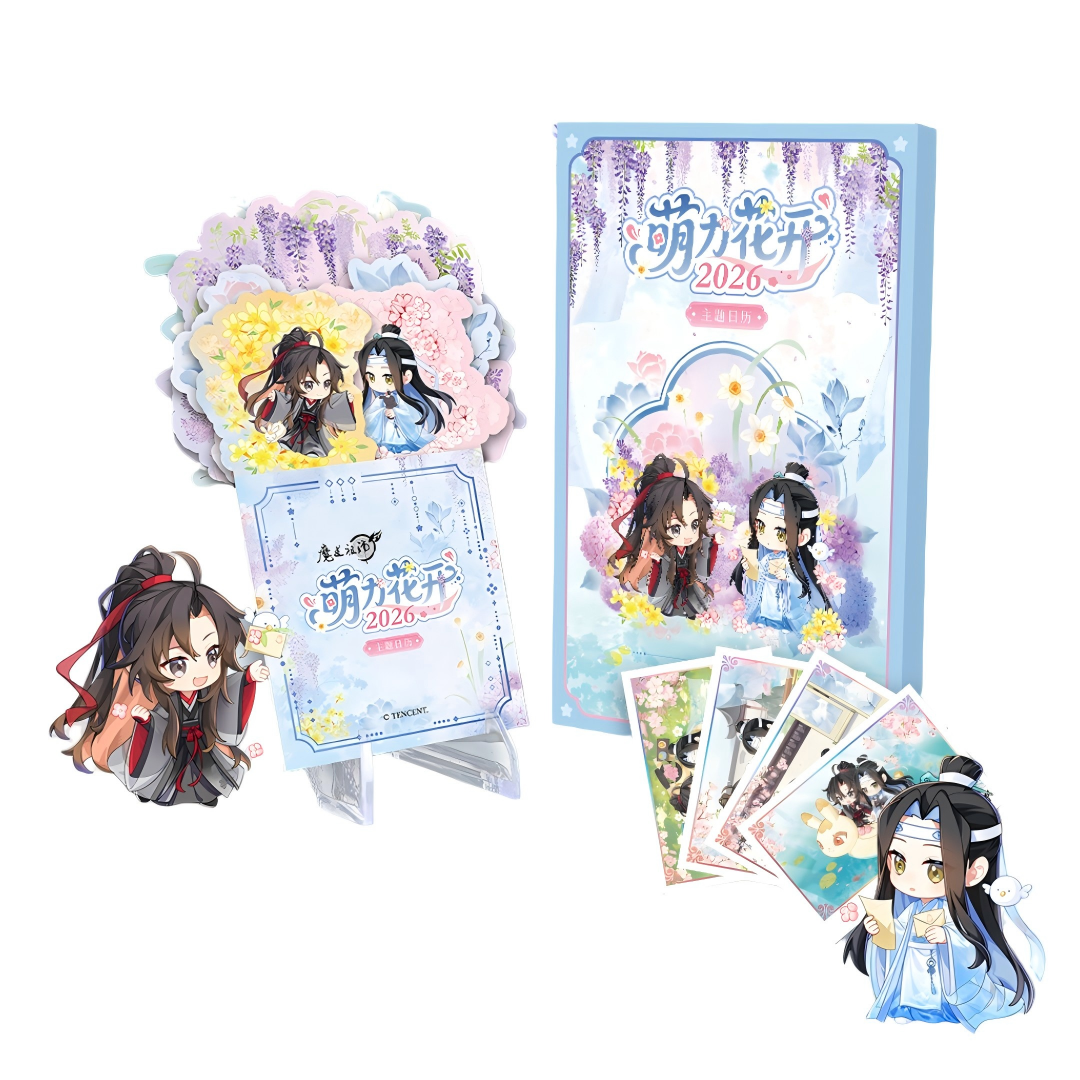 Mo Dao Zu Shi Calendar, "Meng Li Hua Kai" Series, 2026 Desk Calendar 12 Sheets, Postcards, Wei Wuxian & Lan Wangji