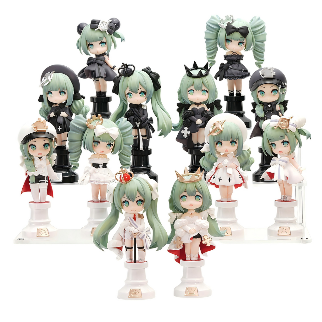 Hatsune Miku Chess Style Mini Figurine Blind Box，Desktop Collectible，13cm Tall Figures, ABS+PVC Material（White）