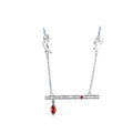 Mo Dao Zu Shi Chenqing Flute Anime Necklace with Red Crystal,Alloy Material, Marquise Red Crystal, 45.7cm Chain Length, Wei Wuxian Inspired, Adjustable Chain