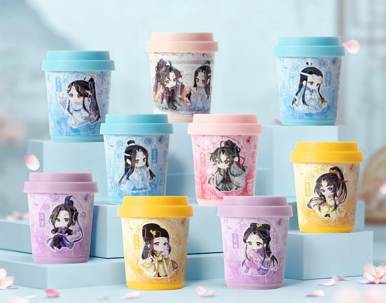 Mo Dao Zu Shi 3D Jigsaw Puzzle Desktop Ornaments, Coffee Cup Shaped, 24 Pieces, Plastic, 5cm Height, Blind Box(1 box (random))