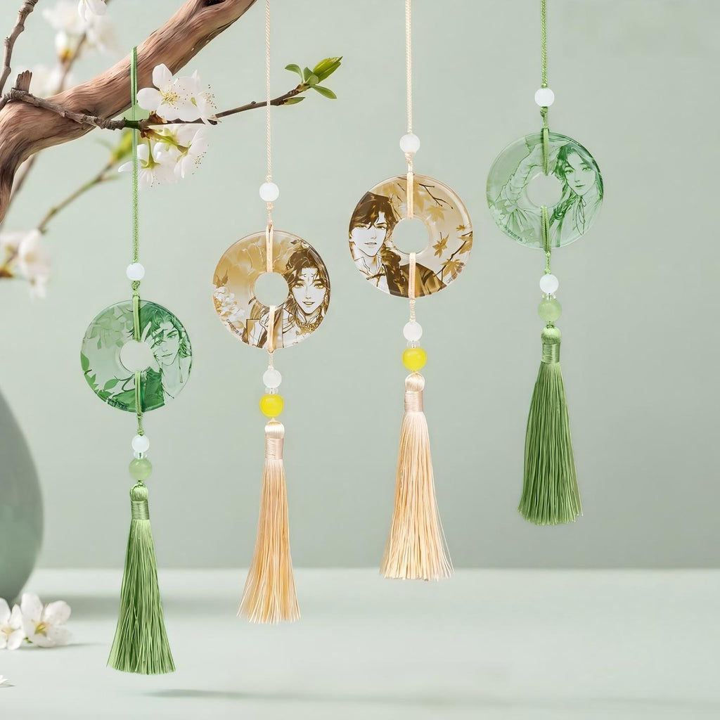 Heaven Officials Blessing Acrylic Pendant Blind Box | 9 Designs Total, 1 Hidden Design, Tassel & Bead Detail, Backpack Accessory