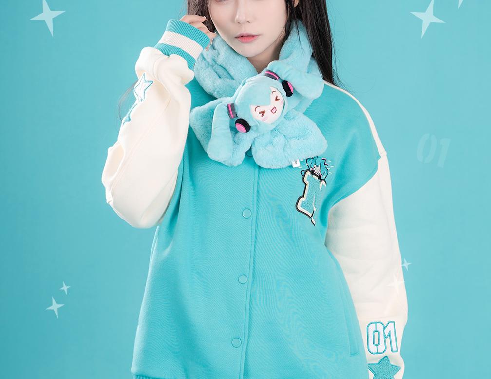 Hatsune Miku Plush Scarf, 90cm，Plush Material, 13cm Width