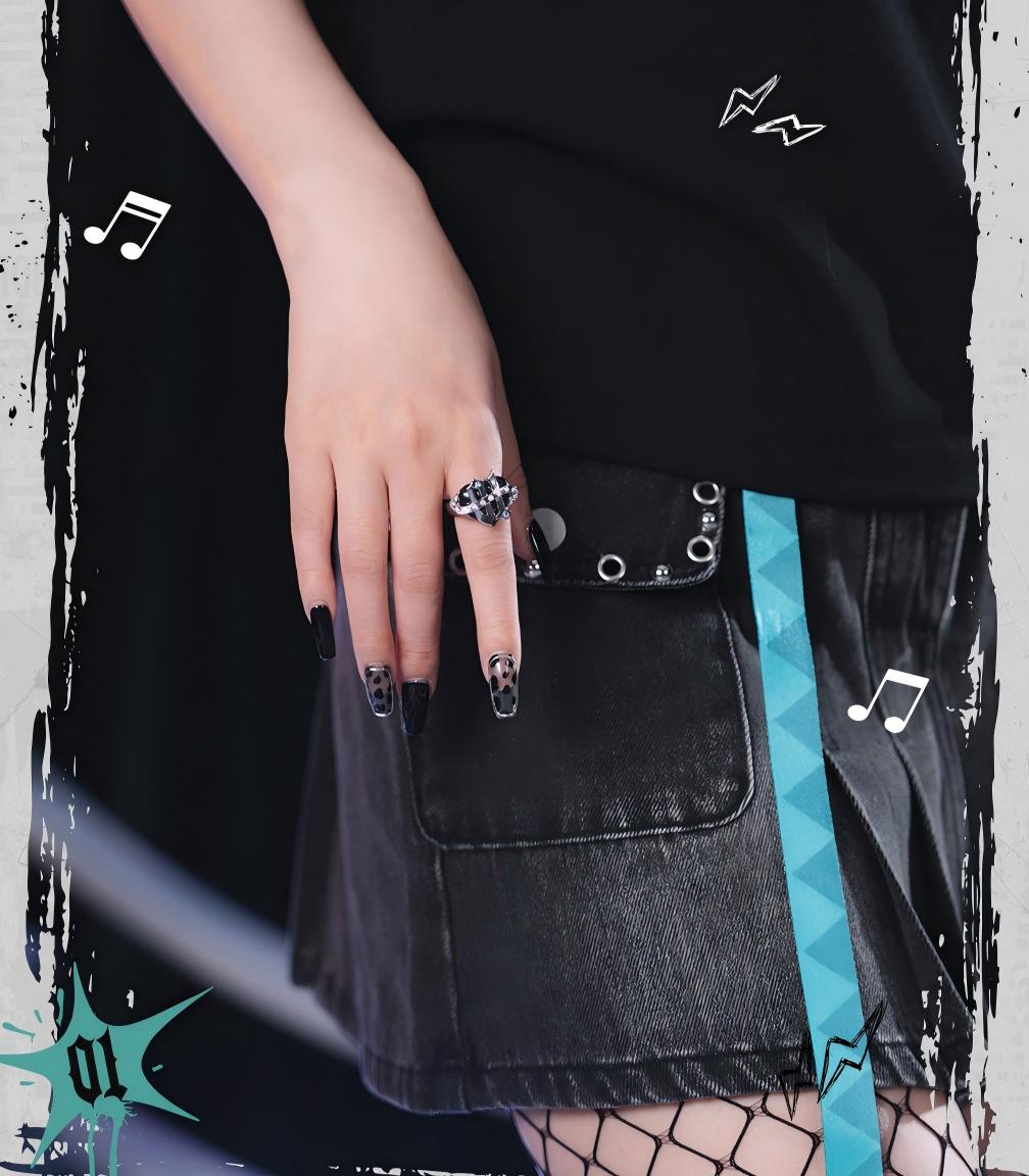 Miku Ring, Rock and Punk Style, Hip-Hop Opening design Ring, Trendy Accessory, 1.6 cm