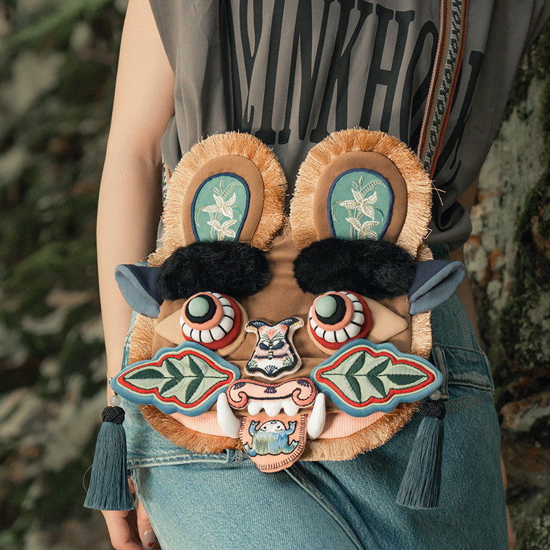"Tiger-Head" Handcrafted Artisan Crossbody Bag - Traditional Heritage Edition（As Seen with X Æ A-Xii）