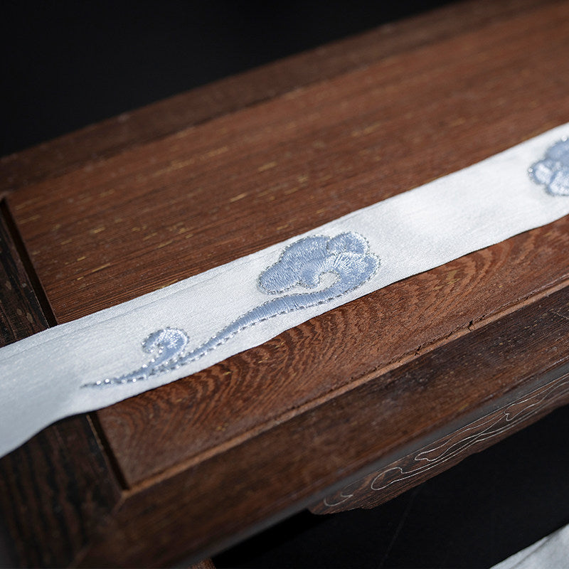 Mo Dao Zu Shi Lan Wangji Cosplay Headband, Blue Embroidered Cloud Pattern, 295cm Length, Anime Convention Costume Accessory