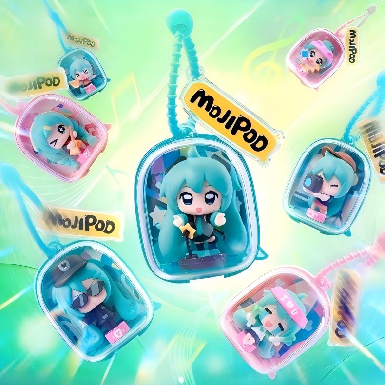 Hatsune Miku Mini Figure Blind Box with Bag Charm,7 Designs, 1 Hidden, ~5 cm Figure, Transparent Bag ~7 cm, Backpack Accessory, Includes Stickers