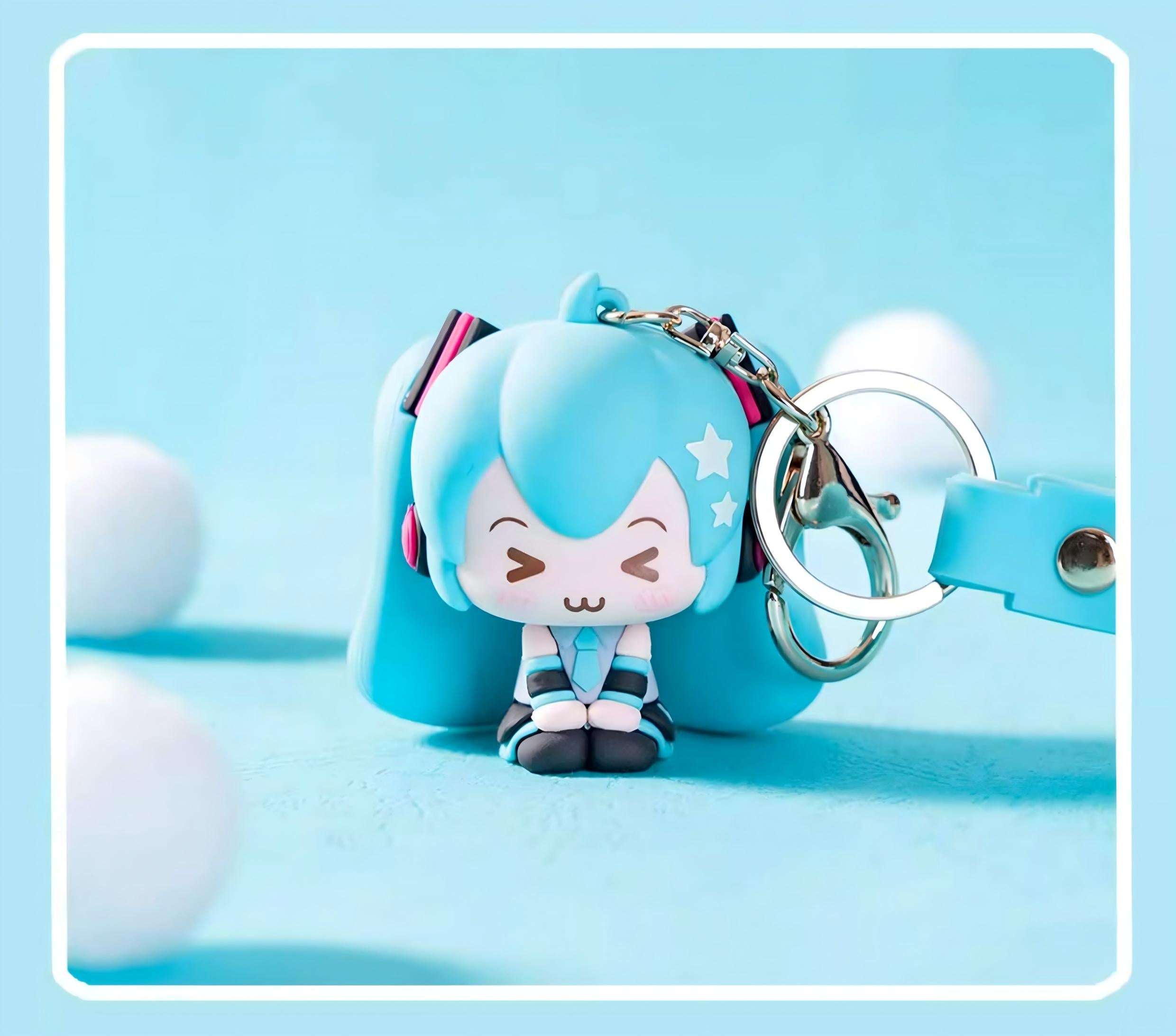 Miku PVC Soft Rubber Keychain Backpack Pendant | 6cm Figure, 11cm Strap, Anime Character, Bag Accessory, Metal Key Ring