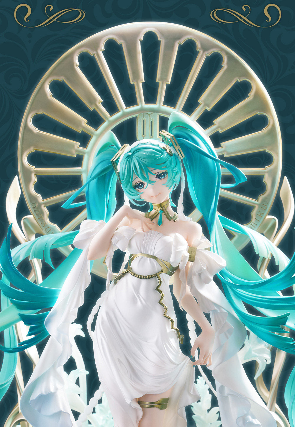 Hatsune Miku Anime Figure 1/7 Scale Collectible Statue,GSC Twin Tails Design, White Dress Version, Decorative Base, Anime Collector Figure, 1/7 Scale Model