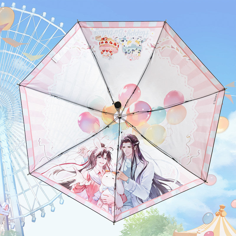 Mo Dao Zu Shi Anime Folding Umbrella, Birthday Theme, Compact Portable Design, 7 Ribs, Sun and Rain Use