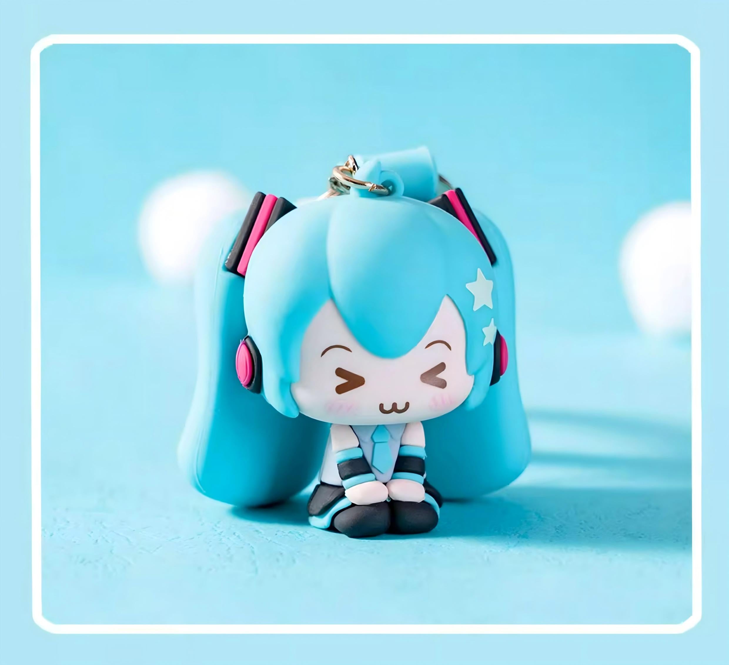 Miku PVC Soft Rubber Keychain Backpack Pendant | 6cm Figure, 11cm Strap, Anime Character, Bag Accessory, Metal Key Ring