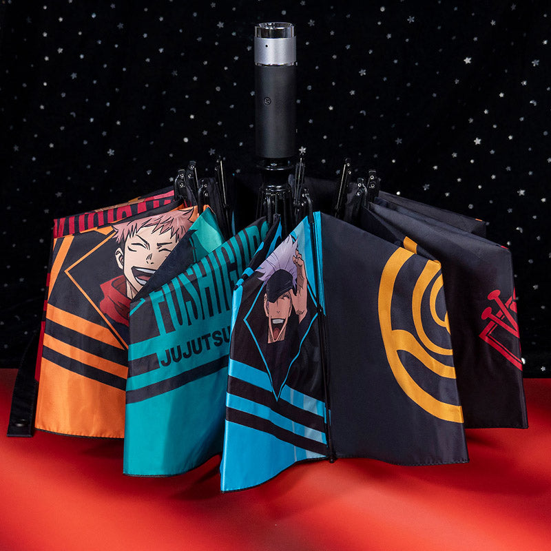 Jujutsu Kaisen Windproof Folding Umbrella，Rain or shine, with lighting