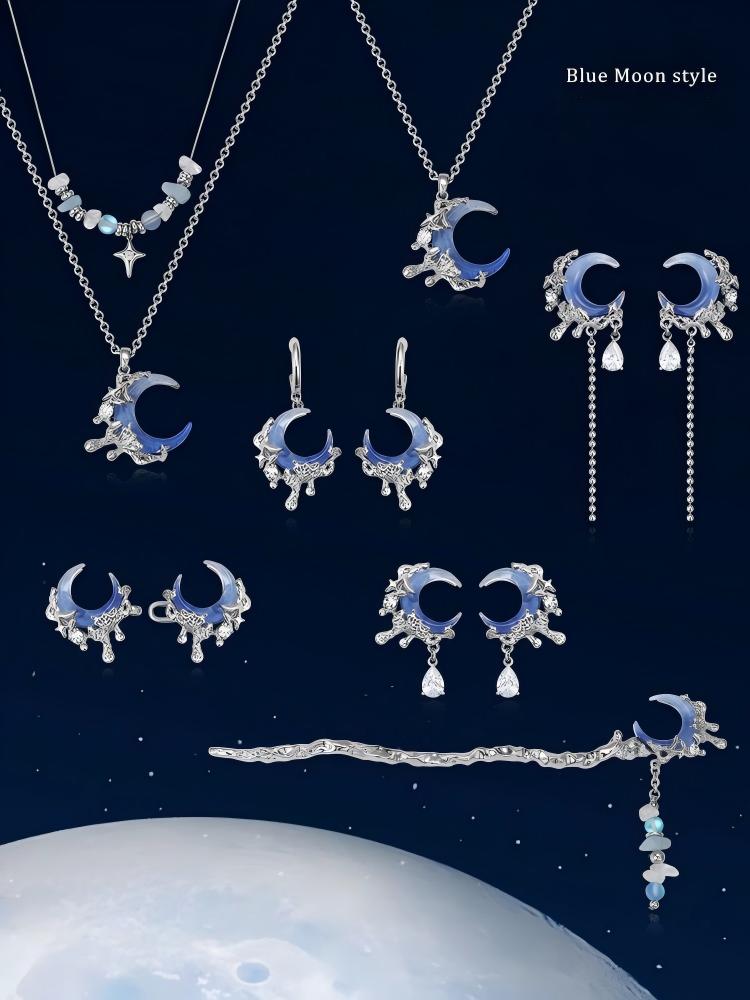 Heaven Officials Blessing Blue Moon Jewelry Collection，Crescent Moon Design, Celestial Style, Multiple Styles