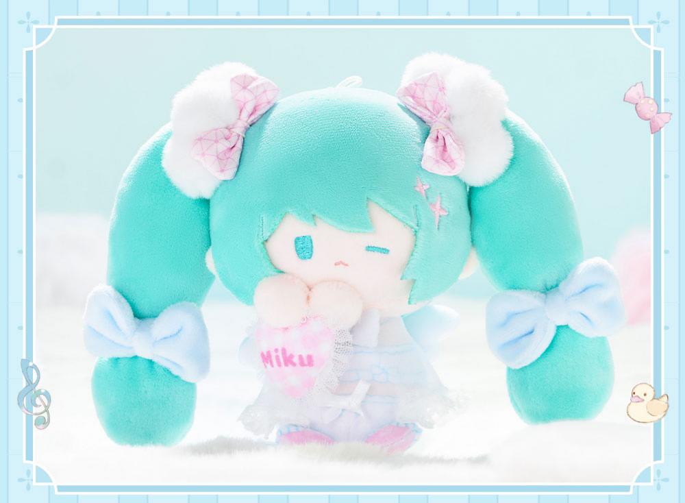 Hatsune Miku Plush Keychain Backpack Charm with Ball Chain | 15 cm Height, Teal Twin Tails, Bow Accents, Collectible Figure, Bag Charm