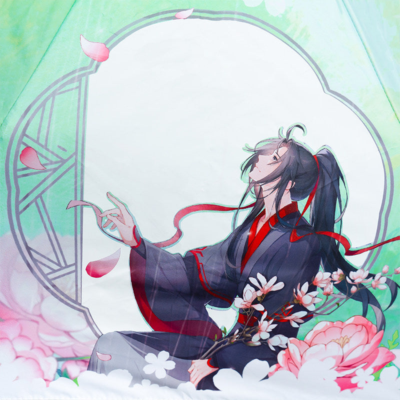 Mo Dao Zu Shi Color Changing Umbrella, Automatic Open Close, Water Activated Pattern, 8 Rib Black Compact Folding, 7th Anniversary Theme