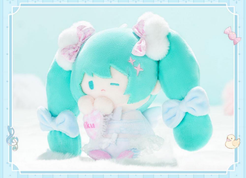 Hatsune Miku Plush Keychain Backpack Charm with Ball Chain | 15 cm Height, Teal Twin Tails, Bow Accents, Collectible Figure, Bag Charm