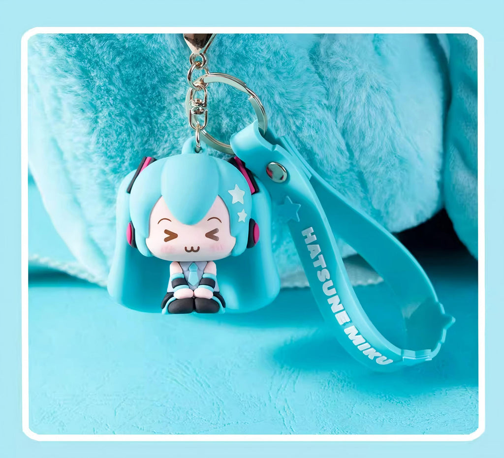 Miku PVC Soft Rubber Keychain Backpack Pendant | 6cm Figure, 11cm Strap, Anime Character, Bag Accessory, Metal Key Ring