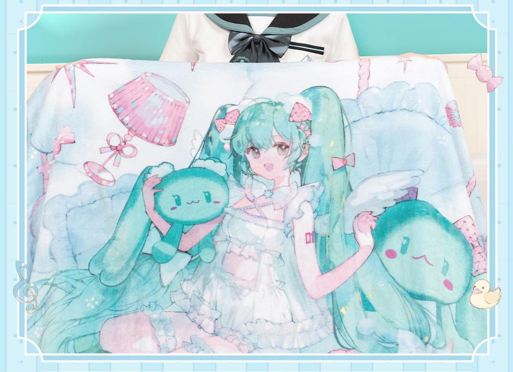 Hatsune Miku Dreamy Whispers Anime Air Conditioning Blanket | 117 x 171 cm, Anime Merchandise, Full-Print Design, Soft Throw Blanket, Pastel Colour Art