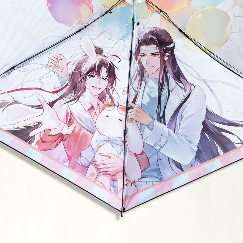 Mo Dao Zu Shi Anime Folding Umbrella, Birthday Theme, Compact Portable Design, 7 Ribs, Sun and Rain Use