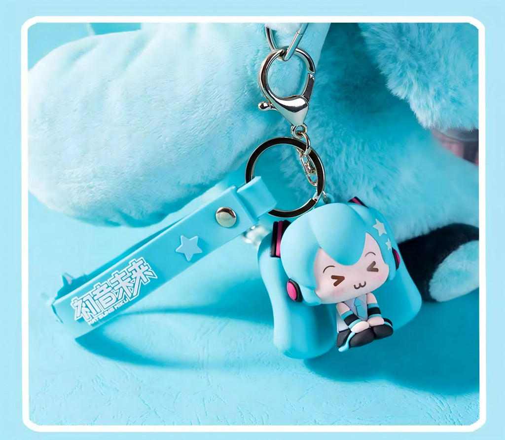 Miku PVC Soft Rubber Keychain Backpack Pendant | 6cm Figure, 11cm Strap, Anime Character, Bag Accessory, Metal Key Ring