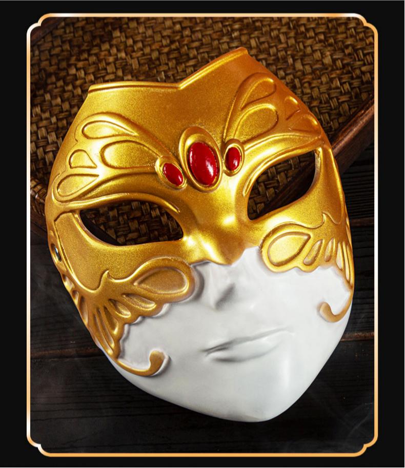 Heaven Officials Blessing Resin Cosplay Mask Desktop Collectible | Handcrafted Resin, Adjustable Elastic Band, Gold & White Finish, Role-Play Prop, Desktop Decoration