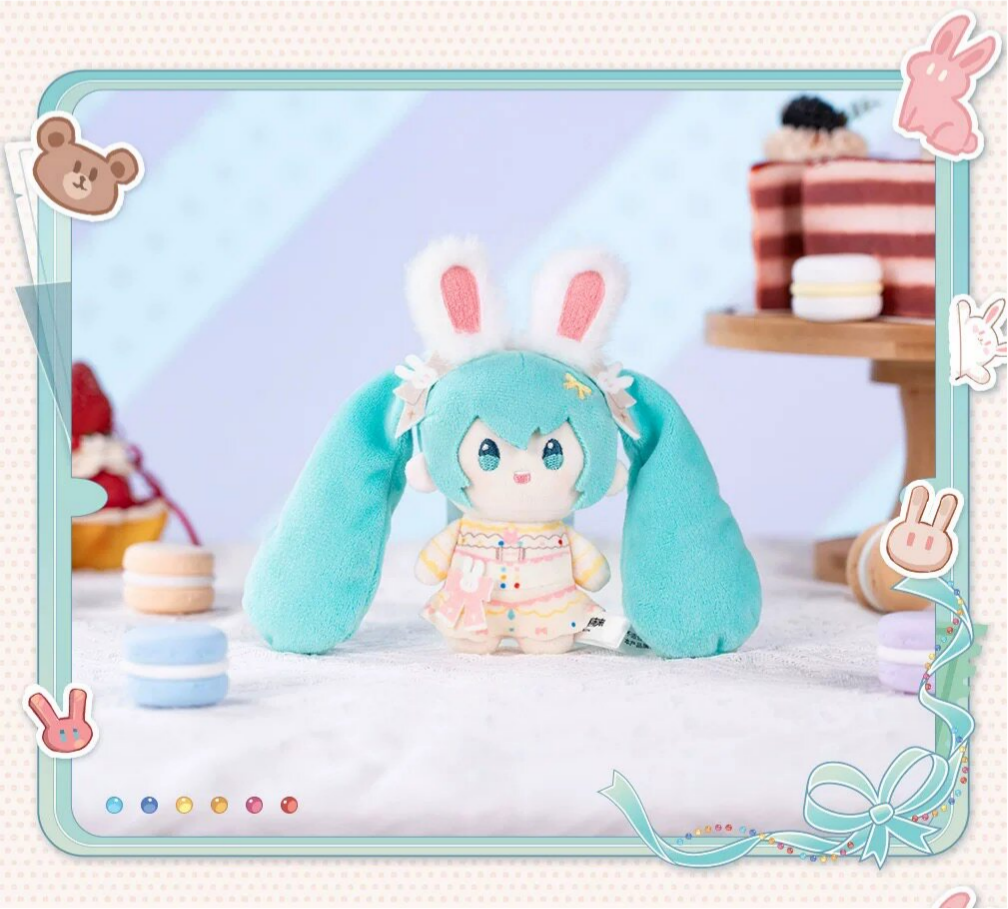Miku Plush Keychain, Teal, Bunny Ear Design, Twin Ponytails, Anime Backpack Charm, Approximately 12cm