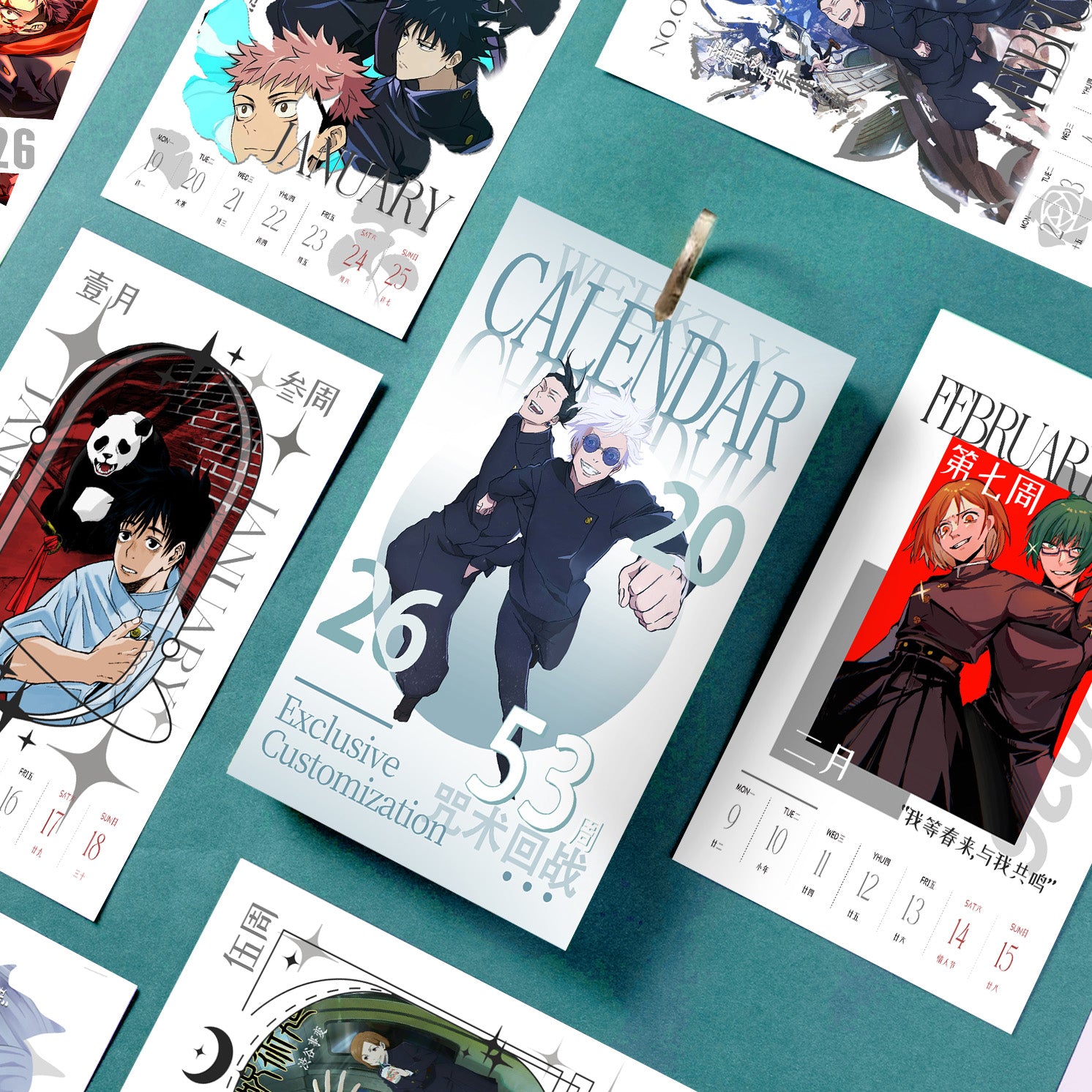 Jujutsu Kaisen Desk Calendar, 2026 Desktop Calendar, Weekly calendar 54 pages
