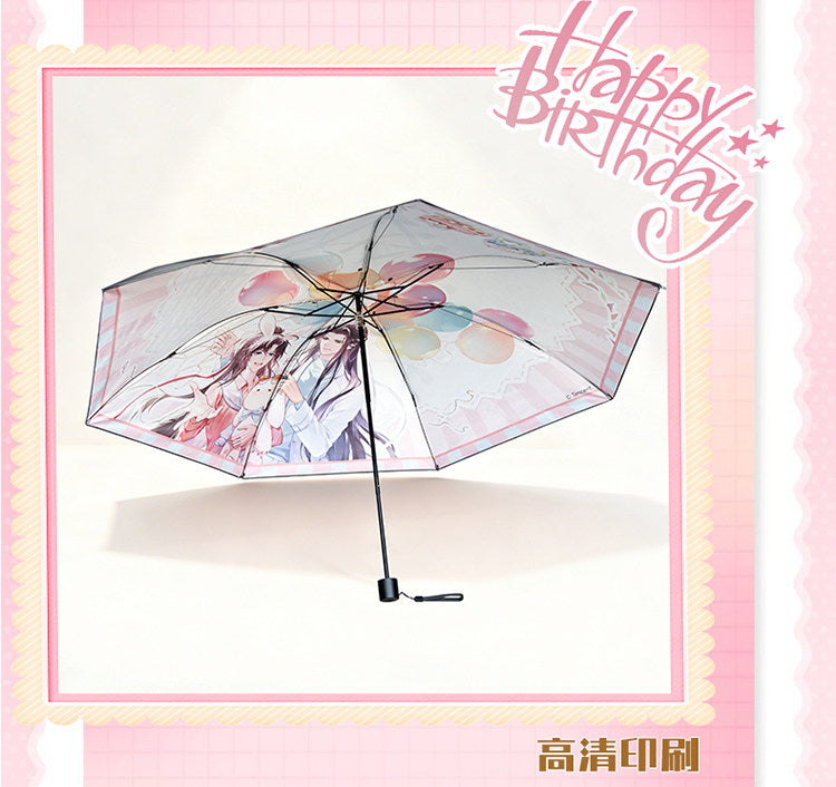 Mo Dao Zu Shi Anime Folding Umbrella, Birthday Theme, Compact Portable Design, 7 Ribs, Sun and Rain Use