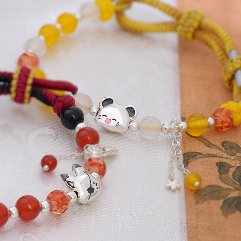 Heaven Officials Blessing Lucky Bracelet, Sterling Silver Adjustable Bracelet with Charm Bead, Anime merchandise