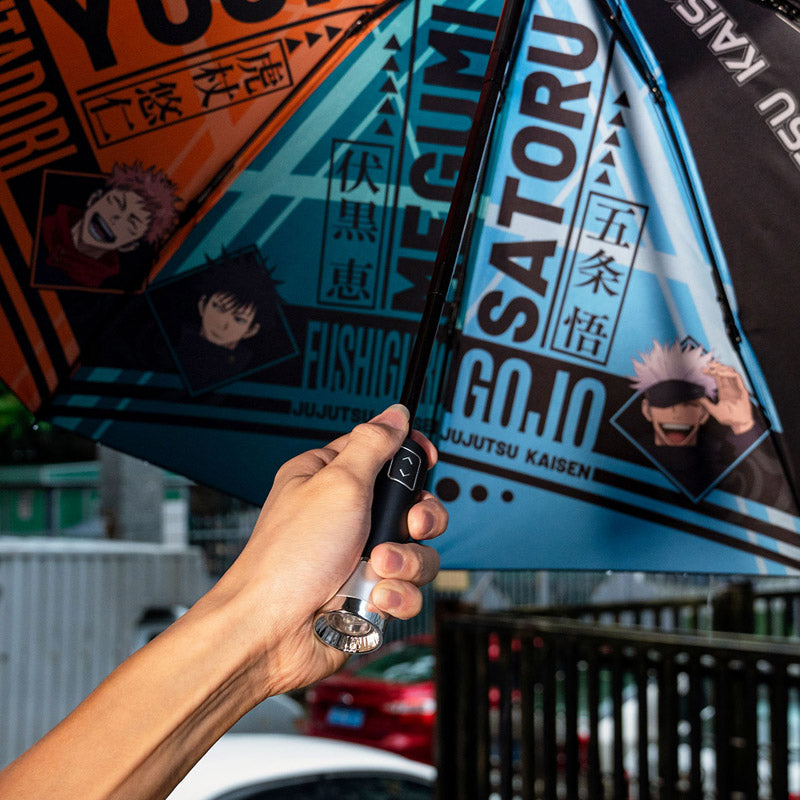 Jujutsu Kaisen Windproof Folding Umbrella，Rain or shine, with lighting