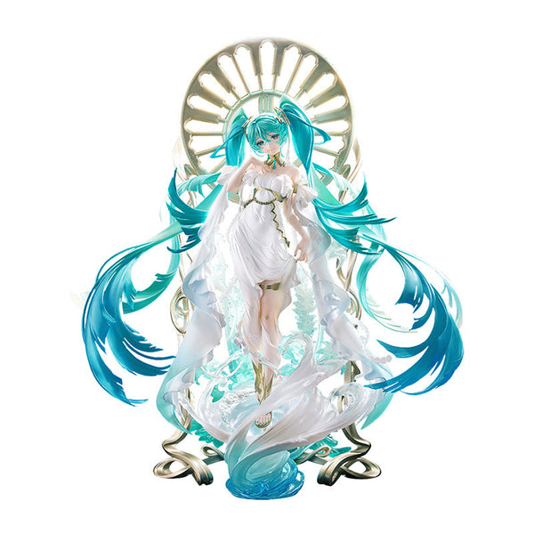 Hatsune Miku Anime Figure 1/7 Scale Collectible Statue,GSC Twin Tails Design, White Dress Version, Decorative Base, Anime Collector Figure, 1/7 Scale Model