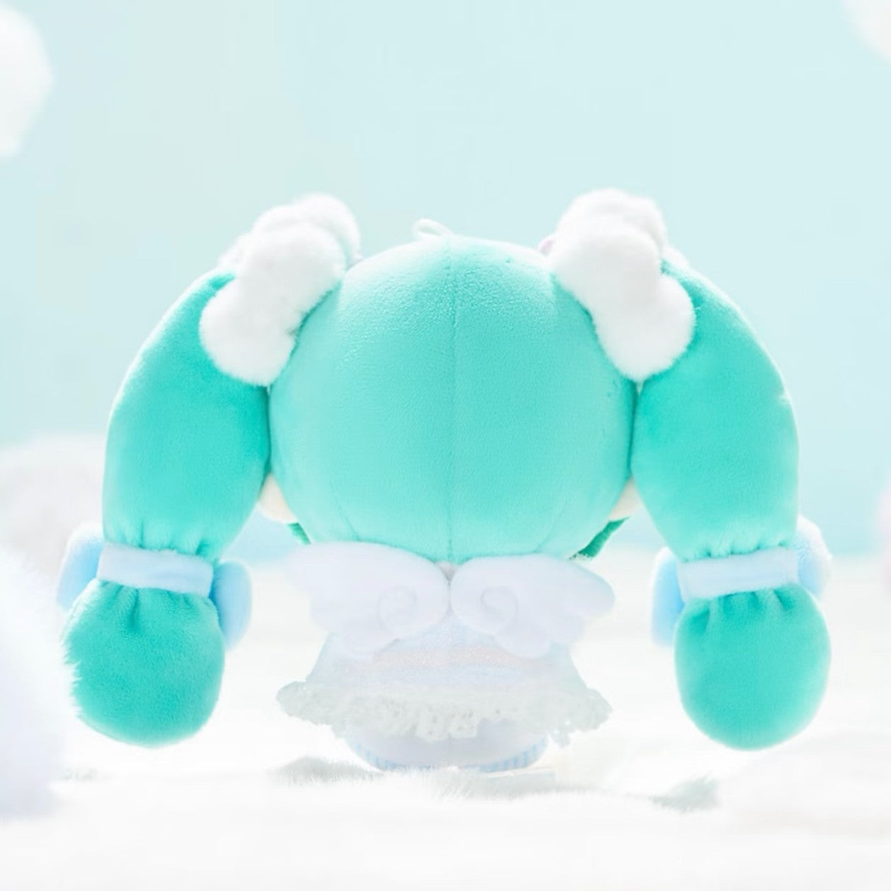 Hatsune Miku Plush Keychain Backpack Charm with Ball Chain | 15 cm Height, Teal Twin Tails, Bow Accents, Collectible Figure, Bag Charm