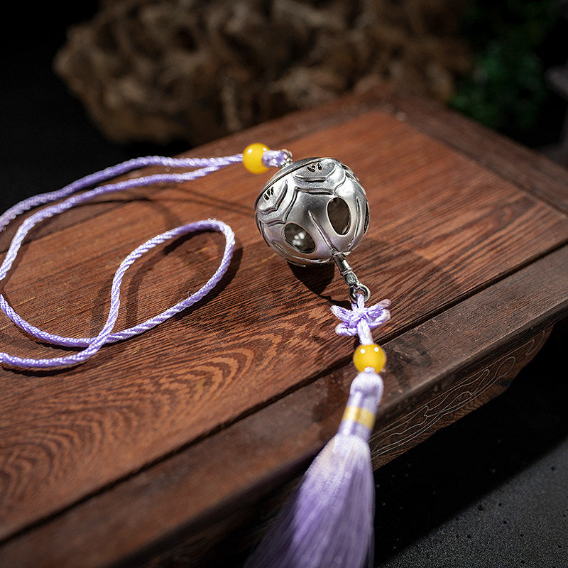 Mo Dao Zu Shi ”Qing Xin Ling“ Cosplay Prop, Silver Alloy Bell with Purple Tassel, 57.5 cm, Anime Role-Playing Decoration
