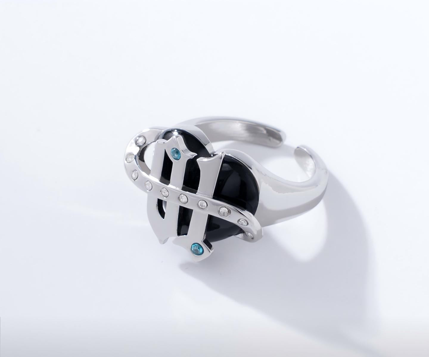 Miku Ring, Rock and Punk Style, Hip-Hop Opening design Ring, Trendy Accessory, 1.6 cm
