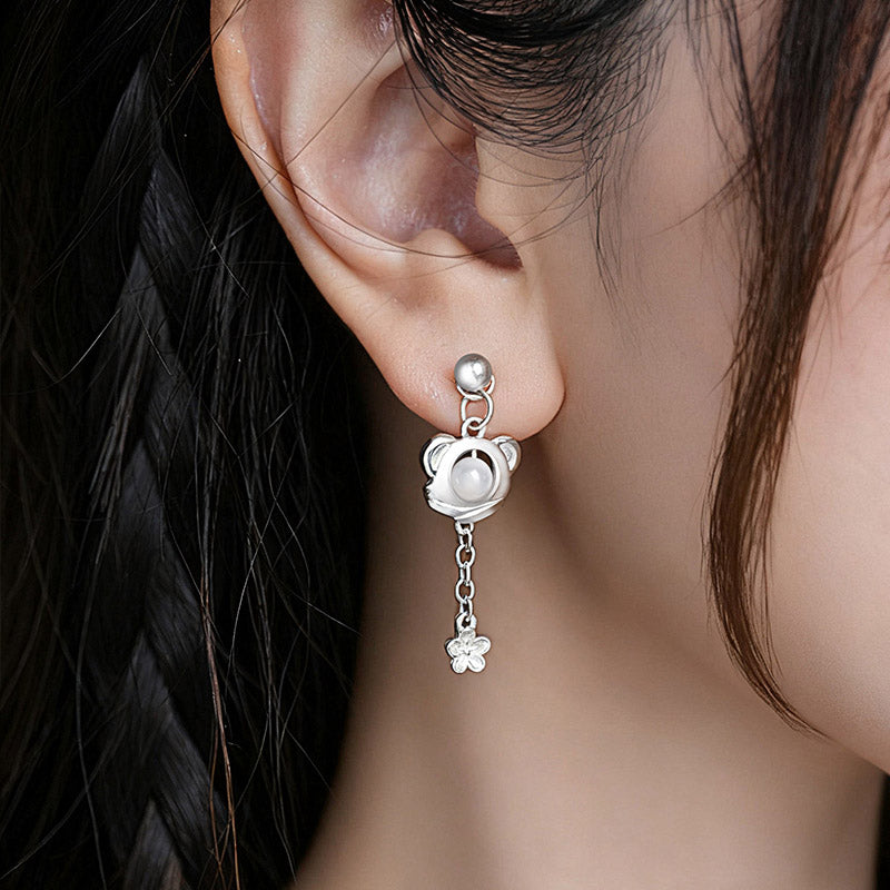 Anime Inspired 925 Sterling Silver Dangle Earrings, Heaven Officials Blessing Flower Charm Drop Earrings，HuaCheng&XieLian