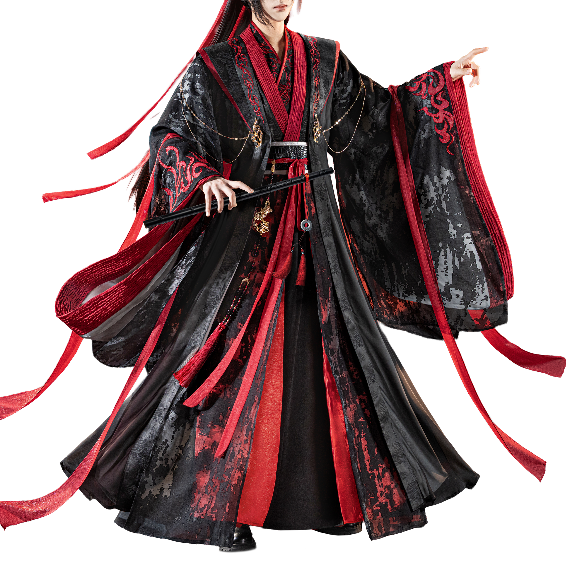 Mo Dao Zu Shi ”Yi Ling Lao Zu“ Cosplay Costume, ”Gong Cang Hai“ Series Ancient Style Full Set, Black and Red, Blue and White Cloud Embroidery