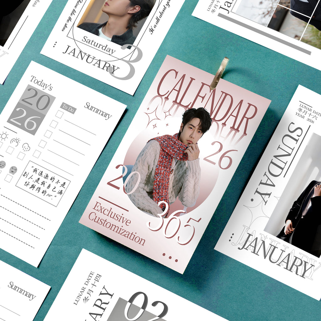 The Untamed "BJYX"Desk Calendar, Chinese and English desk calendar，2026 Desk Calendar, 365 Page（Wang Yibo）