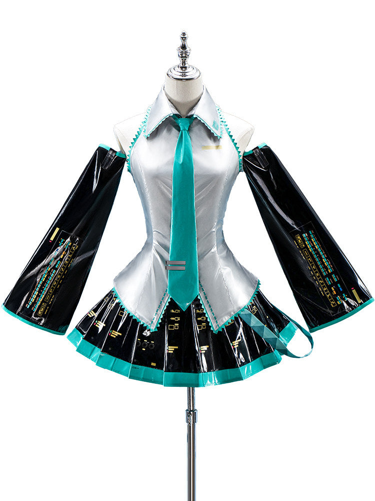 Hatsune Miku Cosplay Costume Set, Includes Top, Skirt, Tie, Sleeves, Leg Warmers（General merchandise version）