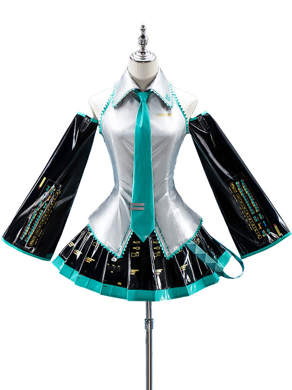 Hatsune Miku Cosplay Costume Set, Includes Top, Skirt, Tie, Sleeves, Leg Warmers（General merchandise version）