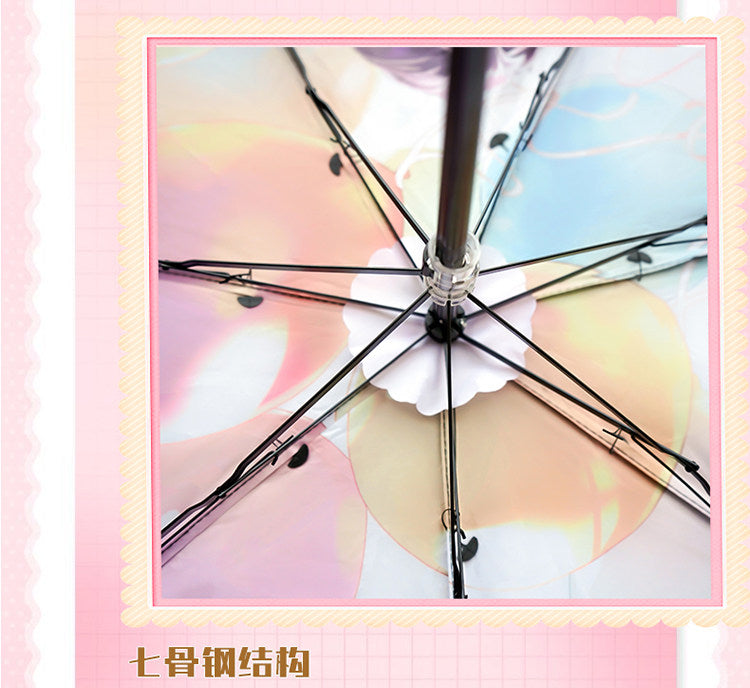 Mo Dao Zu Shi Anime Folding Umbrella, Birthday Theme, Compact Portable Design, 7 Ribs, Sun and Rain Use
