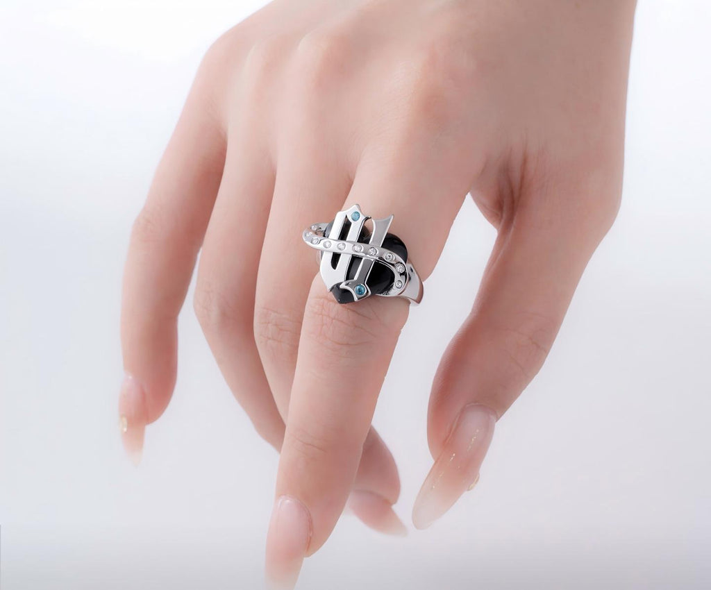 Miku Ring, Rock and Punk Style, Hip-Hop Opening design Ring, Trendy Accessory, 1.6 cm