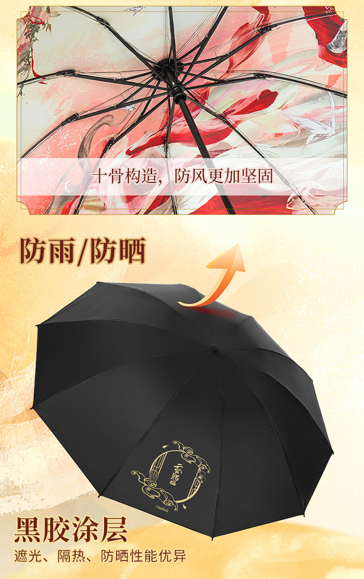 Heaven Officials Blessing Portable Umbrella，Tian Guan Ci Fu Automatic Umbrella，Suitable For Both Sunny And Rainy Days, With Lighting，Hua Cheng&Xie Lian