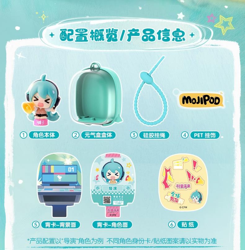 Hatsune Miku Mini Figure Blind Box with Bag Charm,7 Designs, 1 Hidden, ~5 cm Figure, Transparent Bag ~7 cm, Backpack Accessory, Includes Stickers