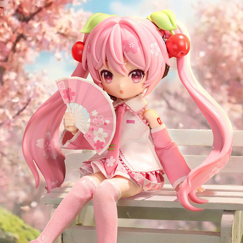 MIKII Sakura Miku Articulated Doll, Pink, PVC, Anime Figure with Interchangeable Face Plates, Sakura Outfit, Accessories