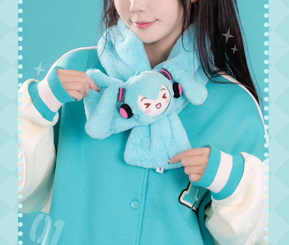 Hatsune Miku Plush Scarf, 90cm，Plush Material, 13cm Width
