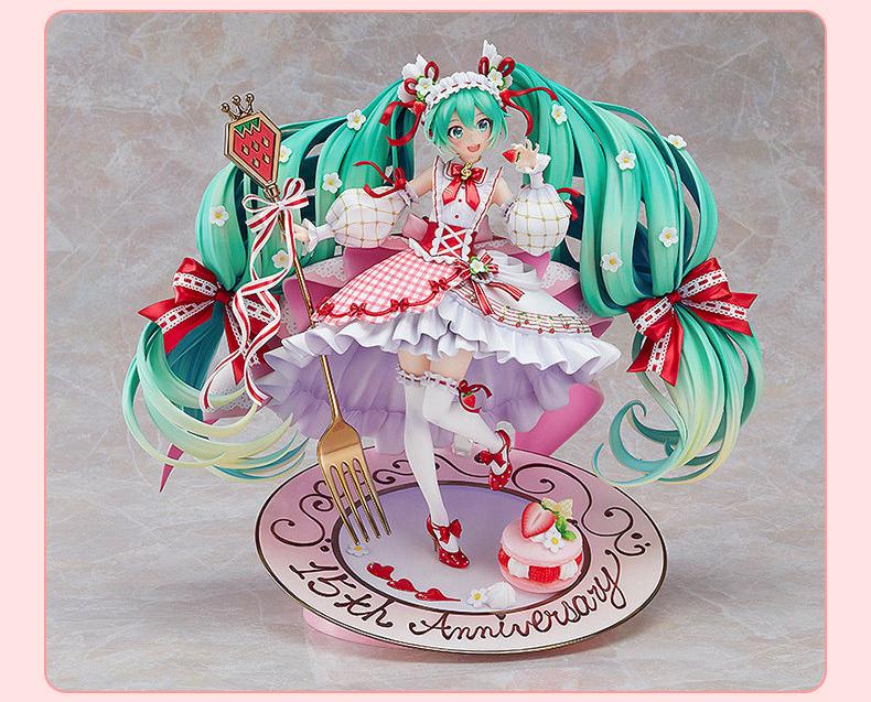 Hatsune Miku GSC 15th Anniversary Ver. Figure 29 cm，Approx. 32 cm Wide, Strawberry Themed, Detailed Sculpt, Collector's Figure, Scale Model