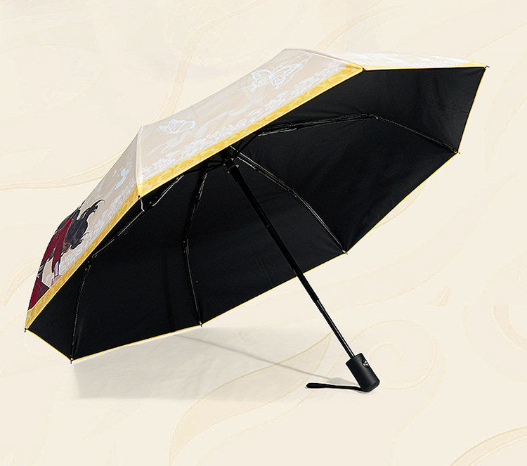 Heaven Officials Blessing Color-Changing Folding Umbrella, 8-Rib Steel Frame, Auto Open and Close, Rain-Sensitive Hidden Pattern