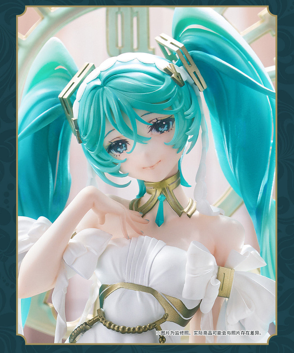Hatsune Miku Anime Figure 1/7 Scale Collectible Statue,GSC Twin Tails Design, White Dress Version, Decorative Base, Anime Collector Figure, 1/7 Scale Model