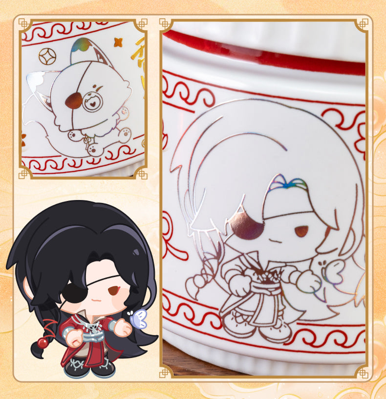 Heaven Officials Blessing Ceramic Cup, Water Cup With Lid，Tian Guan Ci Fu 380ml Mug，Hua Cheng&Xie Lian Animation Peripheral Product