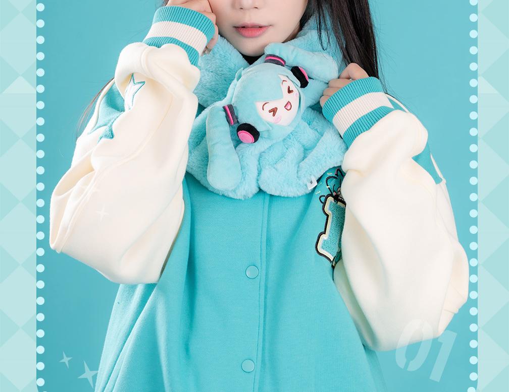 Hatsune Miku Plush Scarf, 90cm，Plush Material, 13cm Width