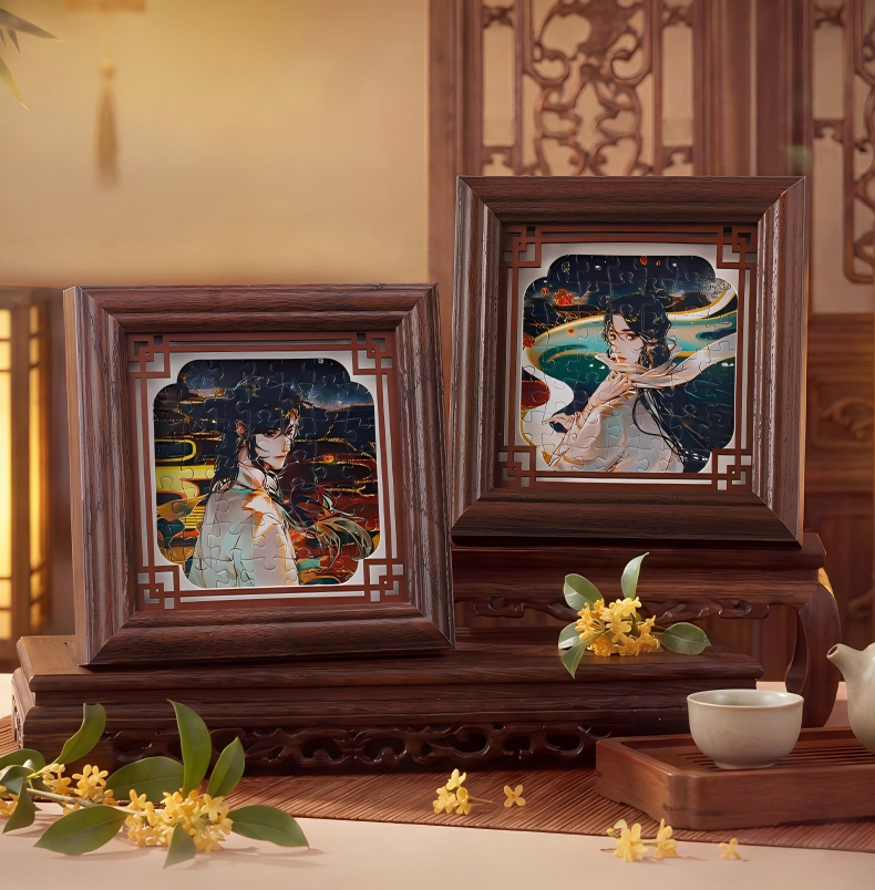 Heaven Officials Blessing Jigsaw Puzzle，Puzzle Blind Box,  Desktop Decoration,With Wooden Frame